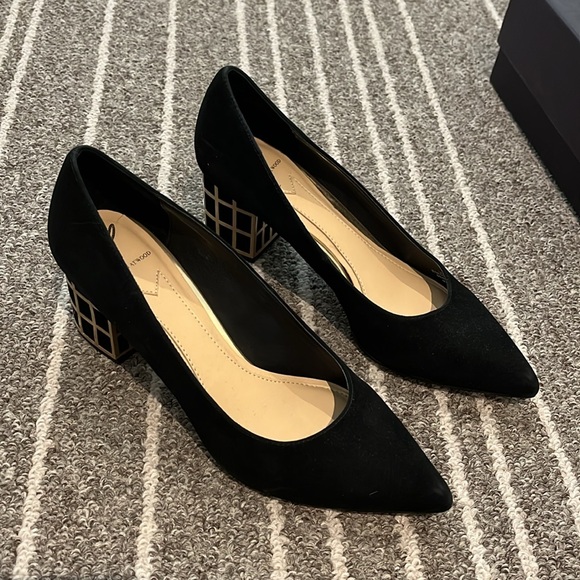 Brian Atwood Geometric Block Heel Pumps - Picture 2 of 5